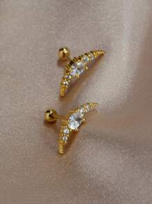 2 stuks roestvrijstalen oorpiercing-stud-oorbellen met kristal CZ-maan, schroefrug-studs, kraakbeen-helix-schelpoorbellen voor vrouwensieraden