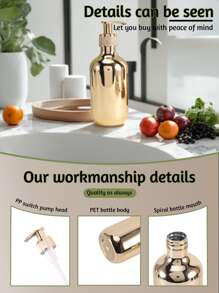 1/2pcs Bathroom Accessories300ml500ml Soap Dispenser Gold Plastic Galvanise Refillable Liquid Container Shampoo Shower Gel Bottles Gold And Silver