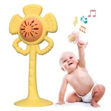 Silicone Flower Baby Teether Rattle With Suction Cup Sensory Chew Toy - Multicolor - View 9