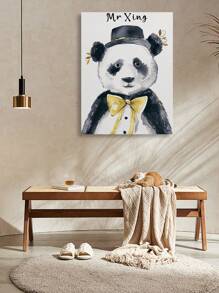 1pc Animal Print Canvas Poster Deer - Elephant - Fox - Wolf - Panda With Hat Wall Art Unframed Canvas Painting - Bedroom, Home Office, Kitchen, Bathroom - Indoor/Outdoor Hanging Art Gifts Birthday Graduation