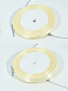 1 捲 22m 米色包裝緞帶附蝴蝶結，彩色緞面緞帶，聚酯纖維提花緞帶，禮物盒緞帶 - 米色 - 查看 2