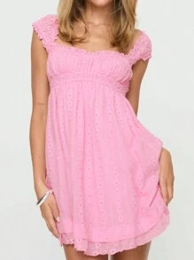 Women Summer Sleeveless Dress Floral Embroidery Loose Party A-Line Dress For Beach Club Streetwear - Hồng - Xem 2