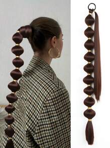 1pc Black Brown Khaki Gold Burgundy Long Bubble Ponytail Extension For Women 28Inch 34Inch Ponytail Extension Afro Puff Ponytail Extension Protective Style Black Ponytail Halloween Christmas Hair Extensions Kinky Straight Lantern Ponytail Wrap Around Ponytail With Hair Tie