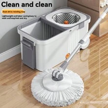 Snugspot 360° Spin Mop And Bucket Set - Drums With 4 Microfiber Mop Heads, 61" Stainless Steel Adjustable Handle, Bucket Floor Cleaning System For School And Bathroom Cleaning - trắng - Xem 8