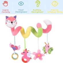 Baby Soothing Plush Toys Stroller With Hanging Rattle Toys With Twist Toys With Car Seats, Ideal Holiday Gifts (Colorful Tape & Label Colors Random)