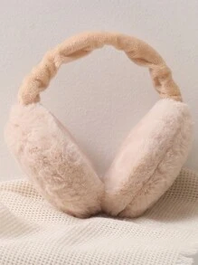1pc Women's Cute Solid Color Warm Ear Warmer With Fleece, Windproof Foldable Cold Weather Earmuffs - Apricot - View 2