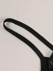 男士性感透明网眼蝴蝶结字母印花袋装三角裤，透气，适合情人节 - 黑色 - 查看 7