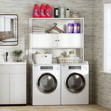 Washer Dryer Countertop, Laundry Wood Shelf Topper With Edge, 3-Tier Washer And Dryer Covers For Washer And Dryer Laundry Hamper Counter Storage Organization,Spring,Minimalist,Summer Tops - White - View 1