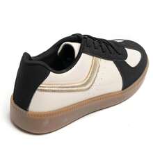 Tenis con detalles metálicos en plata y suela de goma - Negro - Ver 4