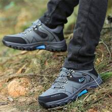 Men's Spring/Summer Hiking Shoes, Outdoor Trekking Shoes, High Quality Low-Top Anti-Slip Gray Boots, Round Toe Lace-Up Casual Shoes