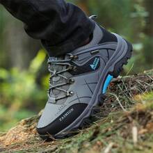 Men's Spring/Summer Hiking Shoes, Outdoor Trekking Shoes, High Quality Low-Top Anti-Slip Gray Boots, Round Toe Lace-Up Casual Shoes