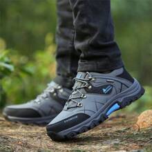 Men's Spring/Summer Hiking Shoes, Outdoor Trekking Shoes, High Quality Low-Top Anti-Slip Gray Boots, Round Toe Lace-Up Casual Shoes