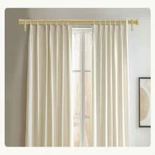 Curtain Rod, With A Diameter Of 1 Inch, Features A Seamless Splicing Design And Is Equipped With Aluminum Alloy End Caps For Window Decoration. It Is A Versatile Modern Fixed Heavy-Duty Curtain Rod Suitable For Various Curtains With Metal Rings, Hooks, Rod Pockets, Or Grommets. - Gold - View 3