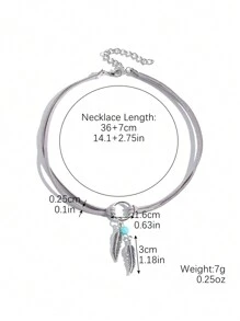 1 件复古叶绿松石吊坠棕黑色皮革颈链项链颈链女士珠宝饰品最佳朋友礼物日常装扮女士圣诞节情人节礼物配饰