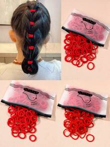100 piezas de ligas para el cabello rojas pequeñas para niños, accesorios elásticos para el cabello que no dañan el cabello, adecuados para Año Nuevo, Navidad, decoración del cabello infantil