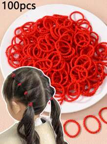 100 piezas de ligas para el cabello rojas pequeñas para niños, accesorios elásticos para el cabello que no dañan el cabello, adecuados para Año Nuevo, Navidad, decoración del cabello infantil
