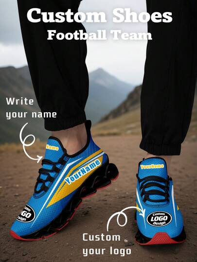 Los Angeles Football Team Men's Custom Logo Custom Name Slip On Running Shoes, Blade Wide Fit Tennis Los Angeles Football Designed Lightweight Comfortable Fashion Sneakers For Men , Gym Training Sport Walking Shoes Suitable For All Seasons