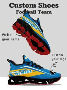Los Angeles Football Team Men's Custom Logo Custom Name Slip On Running Shoes, Blade Wide Fit Tennis Los Angeles Football Designed Lightweight Comfortable Fashion Sneakers For Men , Gym Training Sport Walking Shoes Suitable For All Seasons - Black - View 2