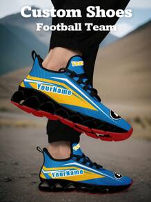 Los Angeles Football Team Men's Custom Logo Custom Name Slip On Running Shoes, Blade Wide Fit Tennis Los Angeles Football Designed Lightweight Comfortable Fashion Sneakers For Men , Gym Training Sport Walking Shoes Suitable For All Seasons - Black - View 4