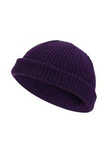 Cappello beanie di da uomo, stile hip hop di strada, in tinta unita, berretto lavorato a maglia caldo, senza visiera, adatto per l'all'aperto invernale, come passeggiare, andare in bicicletta, viaggiare e uso quotidiano