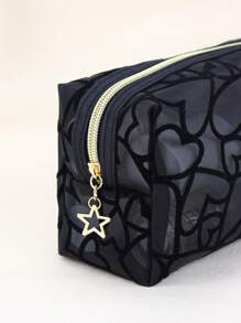 1pc Women Makeup Bag, Mesh Heart Flocked Decor, Fashionable & Minimalist Mesh Heart Design For Daily Use & Travel Makeup Travel Toiletry Organizer Clear Essentials Gifts Storage Zipper Accessories Nail Bags, Makeup Bag, Vanity, Makeup Organizers, Make Up Organizer, Organiser, Toiletry Bag, Desk Organiser, Cosmetic Bag, Makeup Pouch, Make Up Organize, Cosmetic Bag, Small Makeup Bag, Cosmetic Bag, Large Makeup Bag, Christmas Gifts, Pouch, Clutch / Small Handbag, Makeup Organizer, Pouch, Brush Holder, Mini Pouch, Large Capacity Pouch,Gifts For Women,Christmas Gifts,Gift Ideas For Women