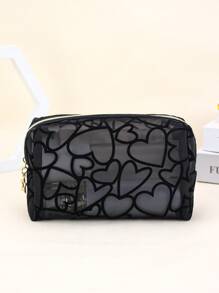 1pc Women Makeup Bag, Mesh Heart Flocked Decor, Fashionable & Minimalist Mesh Heart Design For Daily Use & Travel Makeup Travel Toiletry Organizer Clear Essentials Gifts Storage Zipper Accessories Nail Bags, Makeup Bag, Vanity, Makeup Organizers, Make Up Organizer, Organiser, Toiletry Bag, Desk Organiser, Cosmetic Bag, Makeup Pouch, Make Up Organize, Cosmetic Bag, Small Makeup Bag, Cosmetic Bag, Large Makeup Bag, Christmas Gifts, Pouch, Clutch / Small Handbag, Makeup Organizer, Pouch, Brush Holder, Mini Pouch, Large Capacity Pouch,Gifts For Women,Christmas Gifts,Gift Ideas For Women