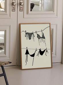 1pc Bikini Line Drawing Canvas Print, Modern Abstract Swimsuit Wall Art, Frameless Beach Style Decoration For College Apartment, Bedroom, Holiday Gift