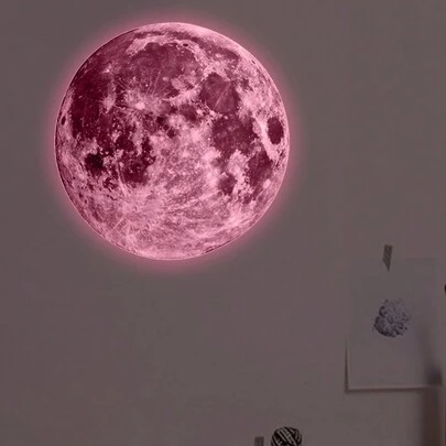 1 Stück, leuchtender roter Mond, leuchtender Mond Wandaufkleber im Dunkeln, leuchtender PVC Cartoon Aufkleber, verwendet für Raumdekoration leuchtender Mond Dekorationsaufkleber, Aufkleber, Wandtattoo, Vinyl Aufkleber für Heimdekoration, Frühlingsdekoration Artikel um Ihr Zuhause aufzufrischen, Rama Dekorationsaufkleber