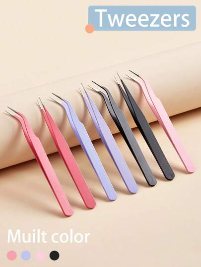 2pcs/1pc High Quality Eyelash Tweezers, Eyelash Extension Tools, Nail Art Tool, Suitable For Personal Use And Professional Beautician/Manicurist,Makeup,Cheap,Room Decor,Vanity,Travel,Bedroom,Makeup Accessories,Tweezers