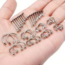 8/16/32 Pcs Stainless Steel Septum Nose Rings Set - Stainless Steel Lip Stud Set-Women Men's Body Piercing Jewelry Gift Stainless Steel Piercing Jewelry Set Lip Studs Tongue Studs Ear Studs Nose Studs Nipple Rings Tongue Rings Stainless Steel 14G 16G Straight Bar Curved Bar Bell Piercing Jewelry