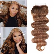 UNice Hair Honey Blonde Highlighted Body Wave 4x4 Free Part Lace Closure 100% Remy Human Hair Closure For Women TL412 Color - S4/27 - View 1