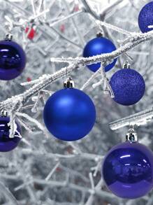 48 Pcs Mini Christmas Ball Baubles 1.2 Inch Shiny Matte & Glitter Shatterproof Plastic Hanging Balls Pendant Ornaments For Xmas Tree Holiday Decoration - Blue - View 7