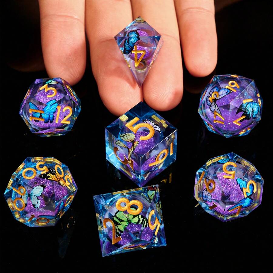 7-teiliges Würfelset mit flüssigem Kern und Quarzsand, D&amp;D, jeder ...