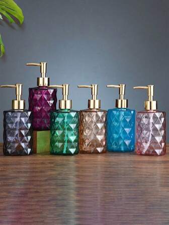 1 件玻璃皂液器，按压式台面乳液瓶，浴室液体皂容器，可再填充洗发水和沐浴露瓶，浴室配件，圣诞节家居装饰，家具家居浴室装饰秋季装饰返校