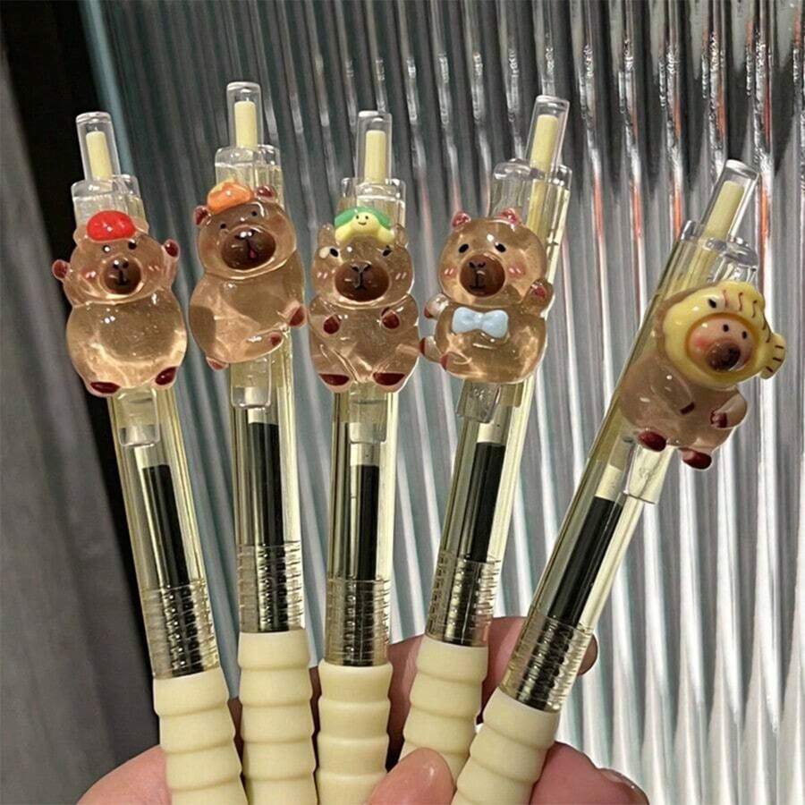 5/2/1pc, Capybara Quick-Drying Gel Pens, Ballpoint Pens, Push Pens, Click Pens, Perfect Choice For Students And Girls, School Season Gifts For Friends And Girlfriends! School Supplies,Back To School