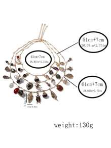 Vintage Multilayer Pendant Necklace Set, Includes Necklaces & Bracelets With Insect, Leaf, Heart, Geometric Charms For Women - Vintage Flower Pendant Multi-layer Necklace - View 13