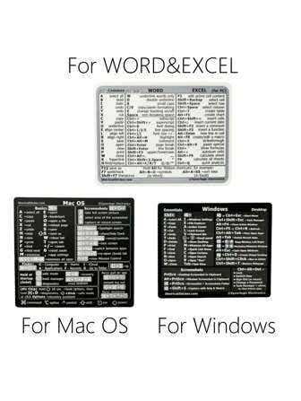 3 张键盘快捷键贴纸 防水笔记本电脑保护贴 适用于 Macbook Laotops