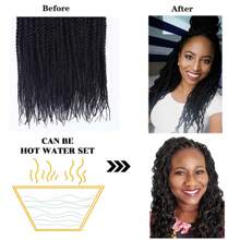 塞内加尔扭纹钩编发 - 18 英寸合成塞内加尔扭纹钩编辫子，适合女性真人头发，预成环钩编辫子，合成扭纹钩编发，多种发色展示魅力（1B#）