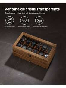 SONGMICS Uhrenboxen & Organizer, Schulanfang Schlafsaal Aufbewahrung, Regalo de Navidad - Nogal rústico - Ver 4