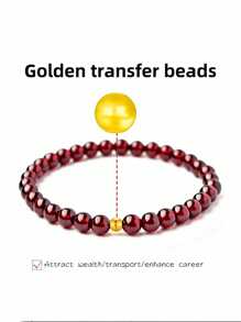 1pc Natural Garnet Beaded Bracelet, Fashionable Jewelry Accessory, Luxury Crystal Bracelet With Elastic Adjustable Design - Wealth & Romance Attraction, Suitable For Women's Daily Work, Vacation, Party Wear, Surprising Women's Jewelry