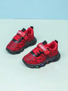 Fashion Spider LED Lighting Breathable Mesh Sports Shoes, Suitable For Boys And Girls - Casual, Shock-Absorbing, All-Season Non-Slip Outdoor Running And Walking Sneakers