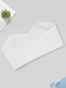 1件装女士纯色前扣无垫抹胸文胸，性感舒适白色无钢圈文胸 - 白色 - 查看 9