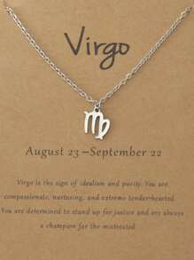 1pc Stainless Steel Zodiac Symbol Pendant Collarbone Chain Necklace