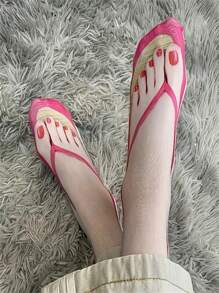 1/4 Pairs 3D Flip Flop Socks, Funny & Novelty Unisex Ankle Socks, Women's Stockings & Hosiery - Multicolor - View 2