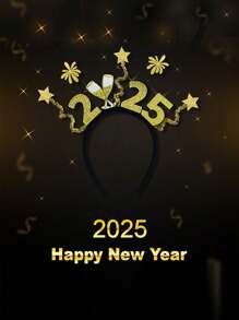 1pc 2025 New Year'S Fireworks Headband - Festive Fireworks Design,Colorful Elastic Hair Accessory For Festive Celebrations,For New Year Celebrations And Themed Parties,Photo Props, And Fun Occasions - Adjustable, Soft, And Comfortable Headwear - Multicolor - View 5