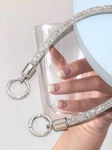 1pc Women's Fashionable Rhinestone Embellished Evening Bag With Thick Chain Strap Suitable For Party And Daily Use Purse Gifts For Women - Silver - View 3