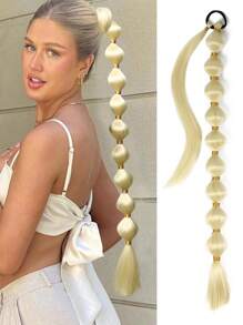 1pc Black Brown Khaki Gold Burgundy Long Bubble Ponytail Extension For Women 28Inch 34Inch Ponytail Extension Afro Puff Ponytail Extension Protective Style Black Ponytail Halloween Christmas Hair Extensions Kinky Straight Lantern Ponytail Wrap Around Ponytail With Hair Tie