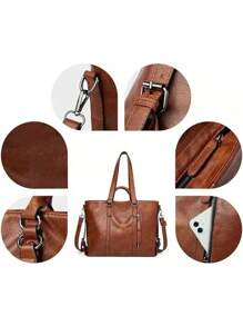 1PC Women Large Capacity Leather Tote Bag Commute Handbag Shoulder Satchel Bag Elegant - Multicolor - View 5