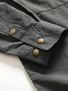 1pc Casual Sports Outdoor Mesh Quick Dry Shirt, New Casual Outdoor Hiking Fishing Anorak, Minimalist Design - Grey - View 6