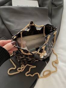 Mini Fashion Straw Woven Chain Drawstring Bucket Bag, Vacation Essentials, Perfectly Matching With Beach Accessories Women - Multicolor - View 6